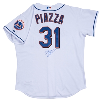 2003 Mike Piazza Game Used & Signed New York Mets White Alternate Jersey (JSA) 